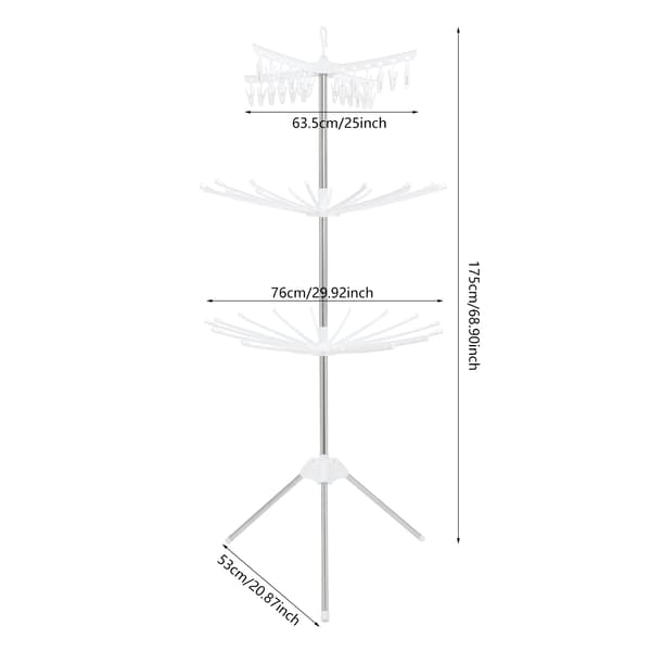 Torkställning, Fällbar, Platsbesparande Design,24, VIT