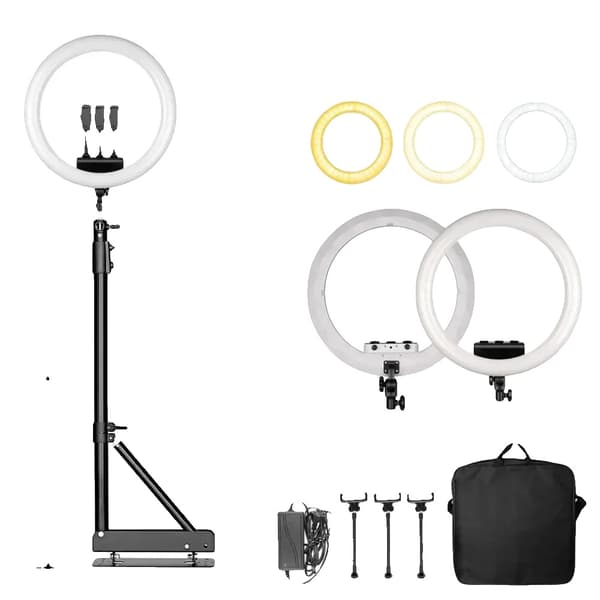Ring Light, Dæmpbar Lysstyrke, 360° Rotation,170cm Hvid