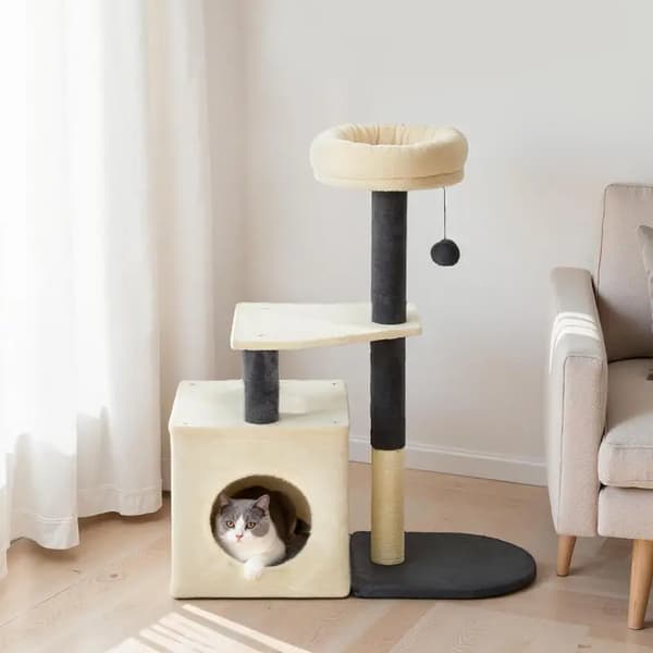 Kattetårn, Multi-Niveau Design, Sisal Stænger,hær grøn