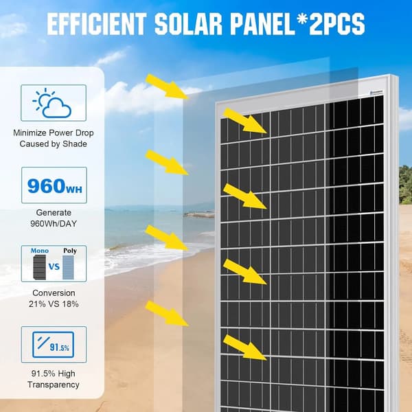 Solpanelset, Komplett System, Effektiv Energilagring,svart