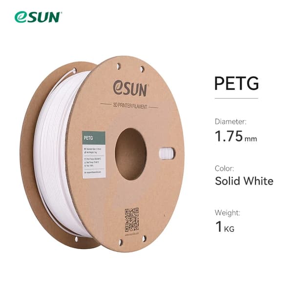 3D-skrivarfilament, PETG-material, 1 kg vikt,Solid Vit