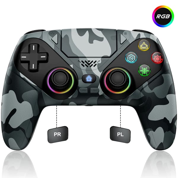 Gamepad, RGB-belysning, programmerbara knappar, RGB Grå