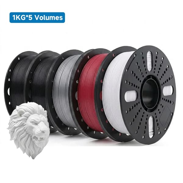 3D-printer filament, PETG-material, 1,75 mm diameter,2BK-1WT-1RD-1GY