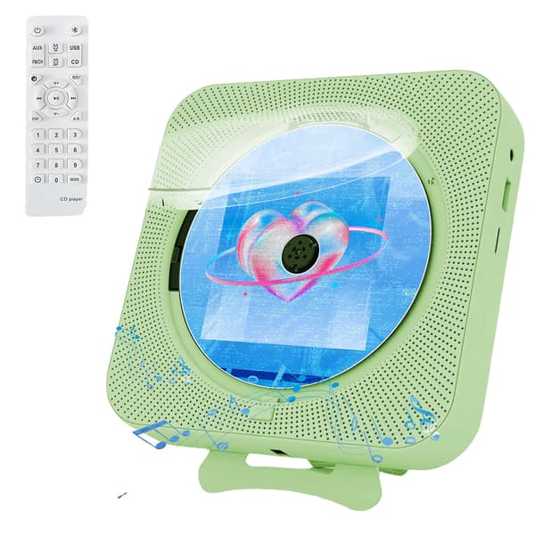 Bærbar CD-afspiller, Bluetooth-forbindelse, FM-radiofunktionalitet,grøn