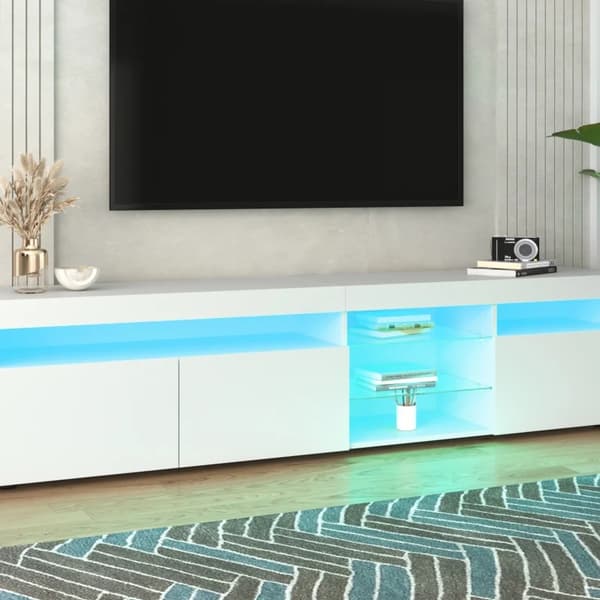 TV-bord, Modern design, Variabel LED-belysning,VIT