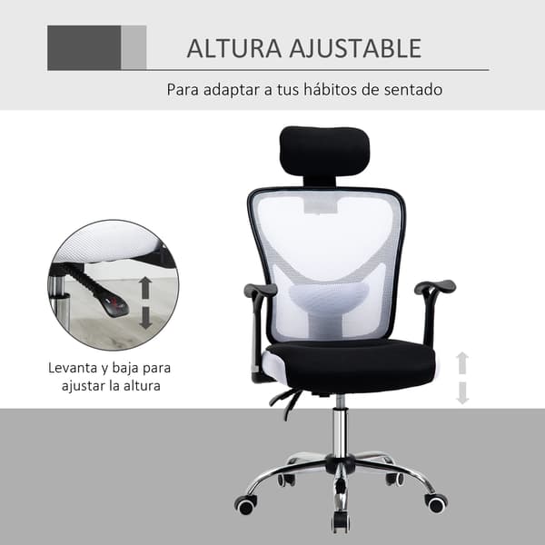 Kontorstol, Ergonomisk Design, Justerbar Højde,HVID