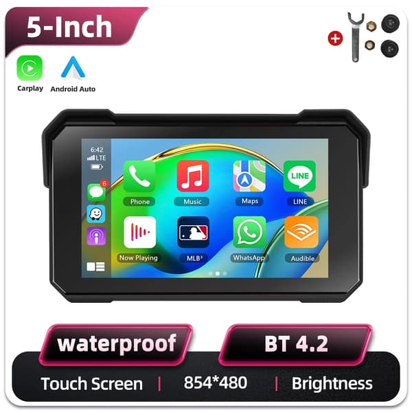 GPS Navigator, 5-tommer Touch Skærm, Trådløs Carplay & Android Auto,med TPMS