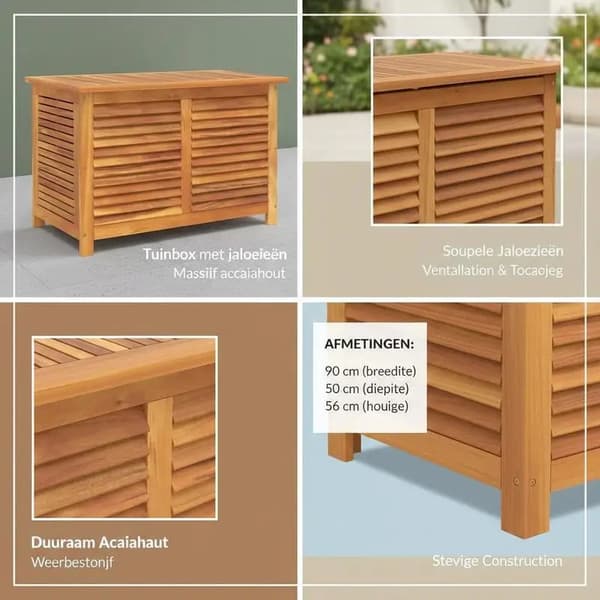 Trädgårdsbox, Solid Akaciaträ, Väderbeständig Design,Brons