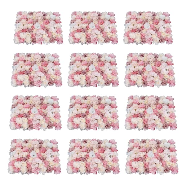 3D Blomster Vægpanel, 12 Stk, Elegant Design,Pink