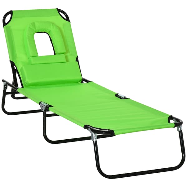 Solstol, Justerbart Ryggstöd, Fällbar Design, Grön