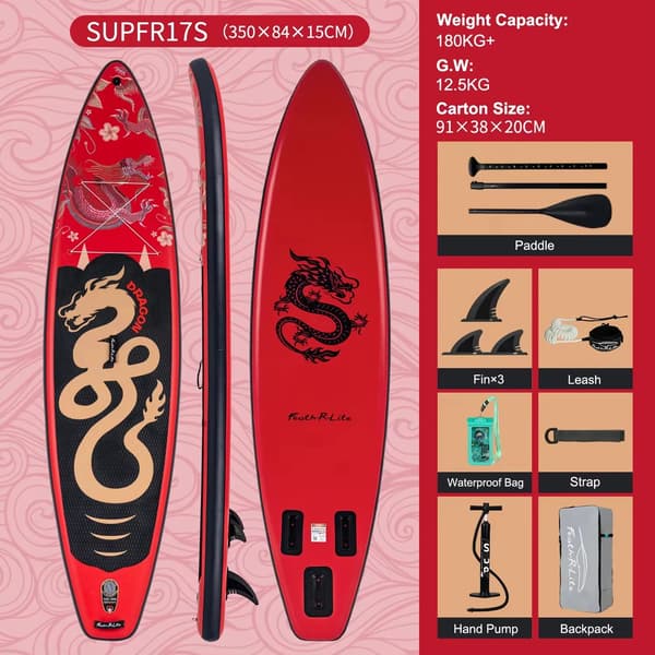 Stand Up Paddle Board, Skridsikker Overflade, Bærbart Design,SUPFR17S