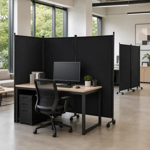 Rummdivider, Flytbar Privatlivsskærm, 3-panel Design,sort, 260x180cm