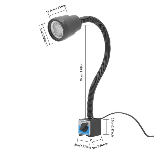 Arbejdslampe, Justerbar Slange, Stødresistent Design,sort