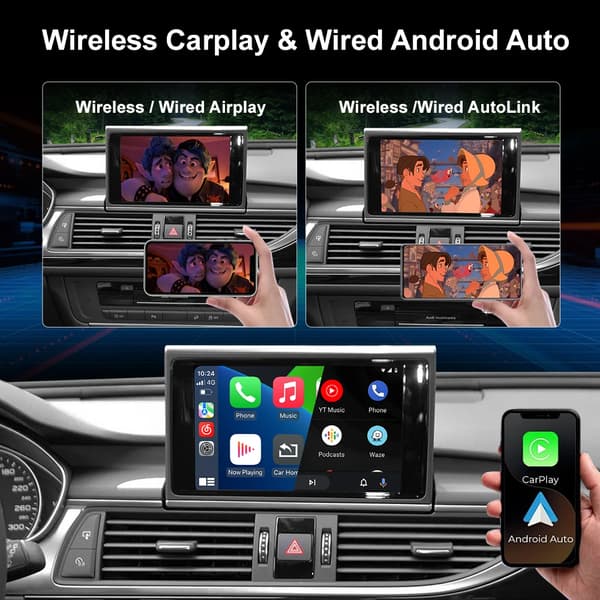 CarPlay Android Auto-adapter, trådlös anslutning, kamerasupport,för RMC A6 A7
