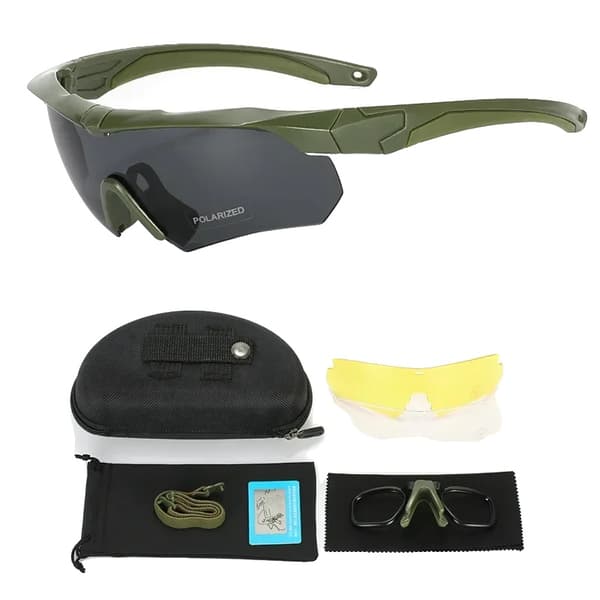 Militära taktiska goggles, polariserade linser, stötresistenta,Grön-polariserad lins