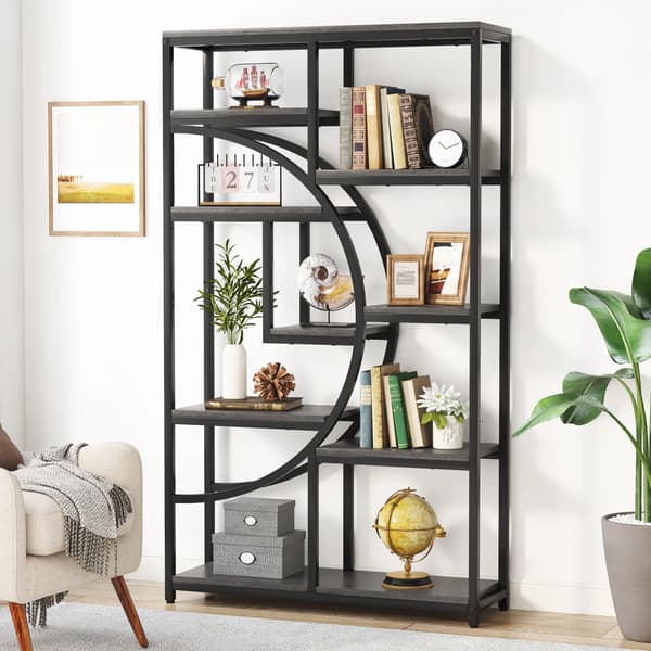 Bogreol, Industrielt Design, 9 Åbne Hylder,Sort
