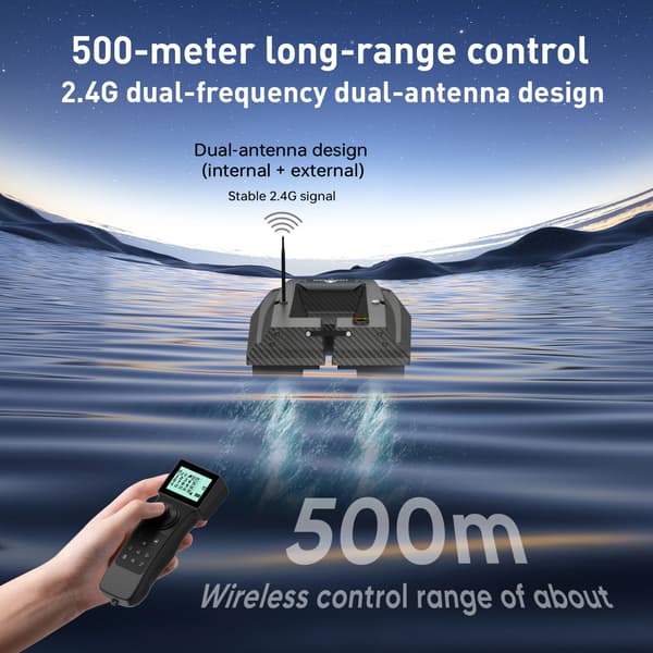 Bait Thrower, GPS Positionering, Hållbar Design,D50B  Svart