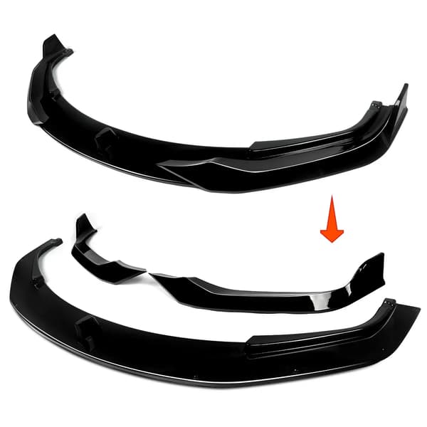 Front Splitter Lip, Aerodynamisk Design, Nem Installation,Glansende Sort