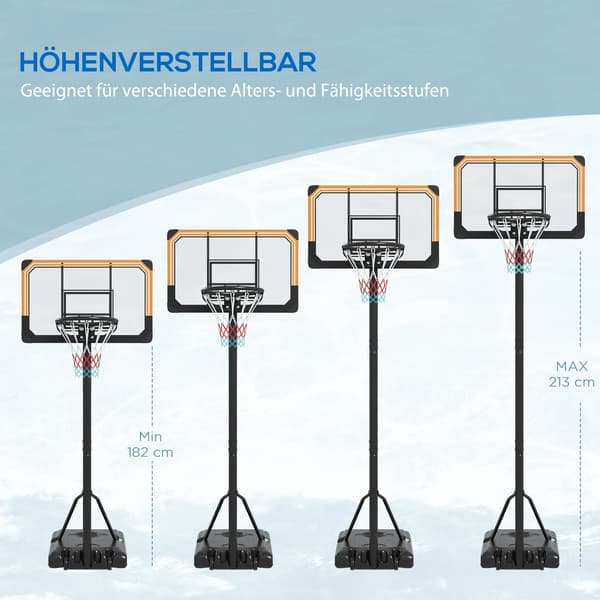 Basketballkurv, Justerbar Højde, Bærbart Design,Sort