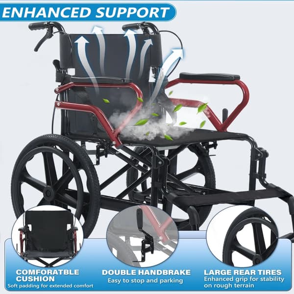 Rullstol, Lätt och Fällbar, Ergonomisk Design,armégrön