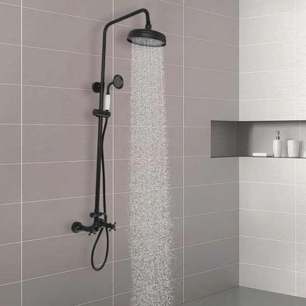 Duschsystem, takdusch och handdusch, elegant design,svart, G1/2