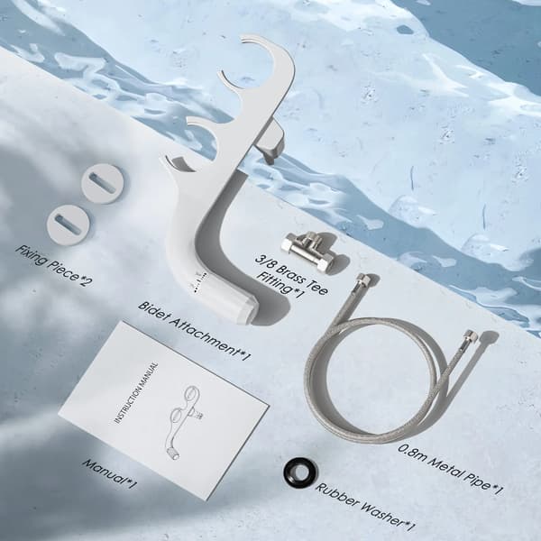 Bidet-tilbehør, Dobbelt Dyse, Justerbart Vandtryk,HVID