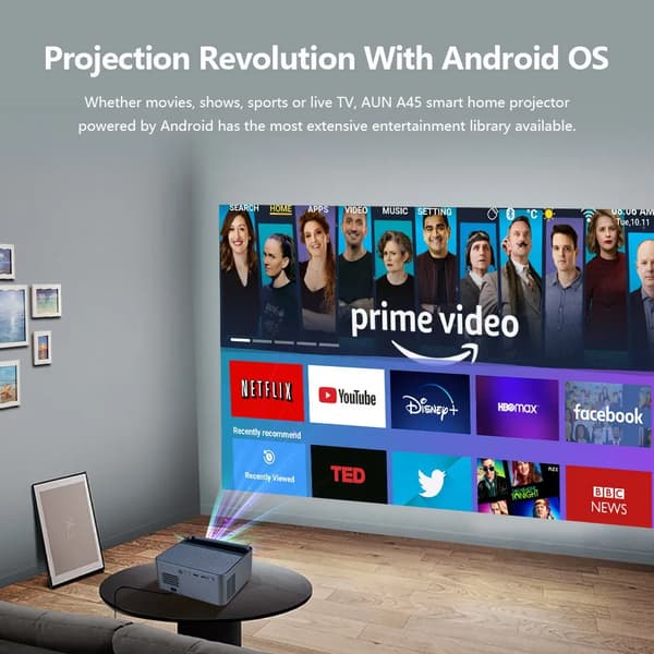 Projektor, Full HD, WiFi og Bluetooth-forbindelse,A45 Android Projektor