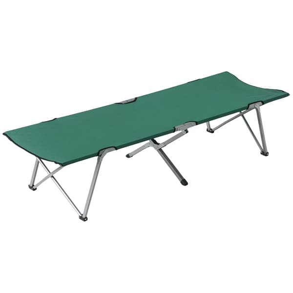 Campingsäng, metallram, hopfällbar design, grön
