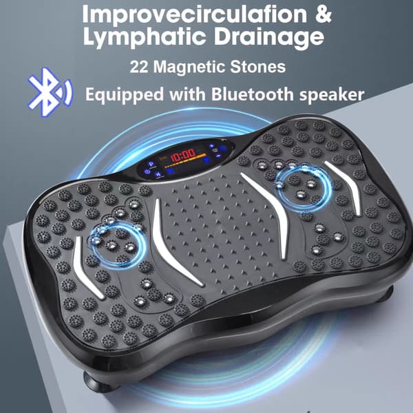 Vibrationsplade, 99-hastigheds kontrol, indbygget Bluetooth-højttaler,sort