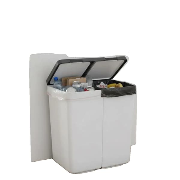 Sopkorg, Dubbelkompartment, Hållbart ABS-material,Vit