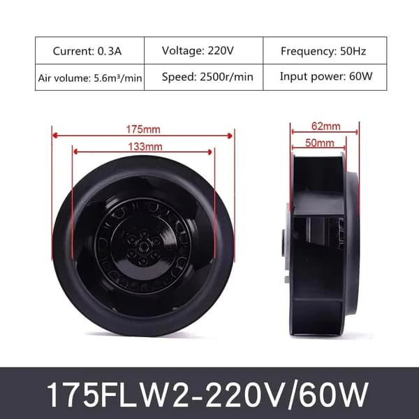 Turbineventilator, Turbo Blæser, Luftblæser,175FLW2-60W