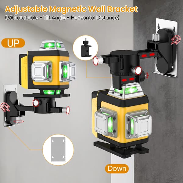 Laser Level, 16 Lines, Self-Leveling Function, 2 Batteries