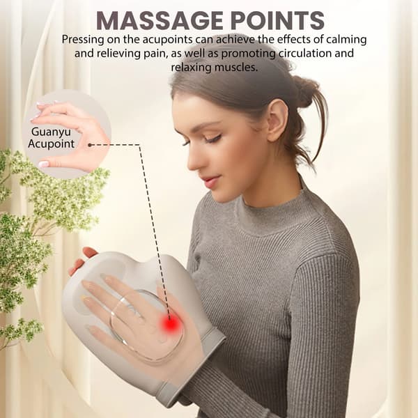 Håndmassageapparat, Opvarmet Luftkompression, Ergonomisk Design,2000mAh