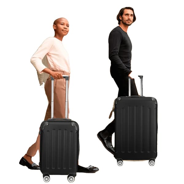Bagageset, Hållbart ABS-material, 360° Hjulsystem, svart