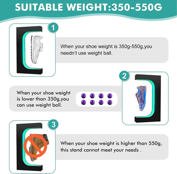 Sko Display Stativ, 360° Rotation, Indbygget LED Lys,7 farver
