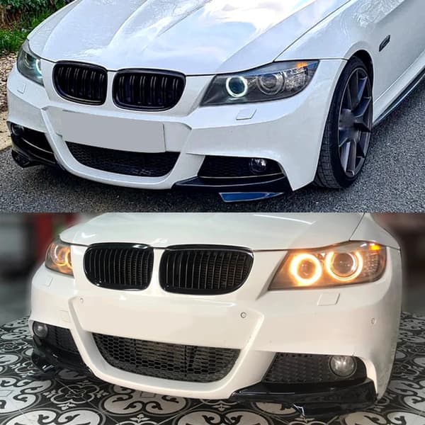 Front Splitter Lip, Kompatibel med E90 E91, Glans Sort ABS,Glans Sort