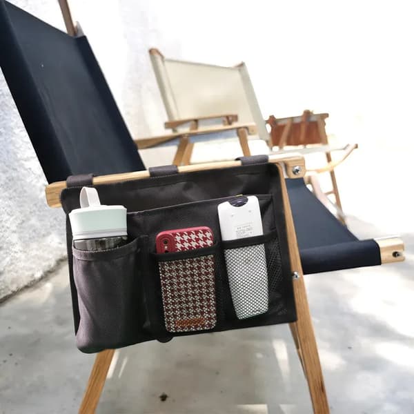 Sengebord Caddy, Multi-lomme Opbevaring, Justerbar Organizer,sort