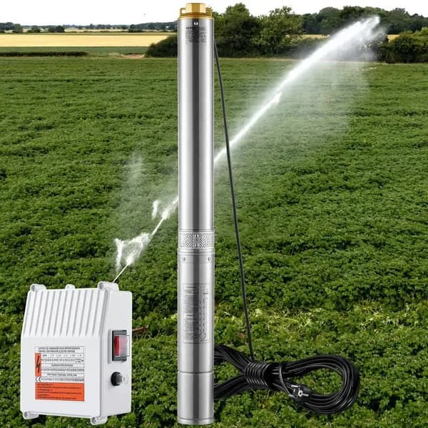 Dränkbar pump, rostfritt stål, extern kontrollbox, Silver