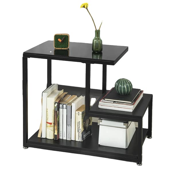 Sidebord, 3 Hylder, Moderne Design,sort