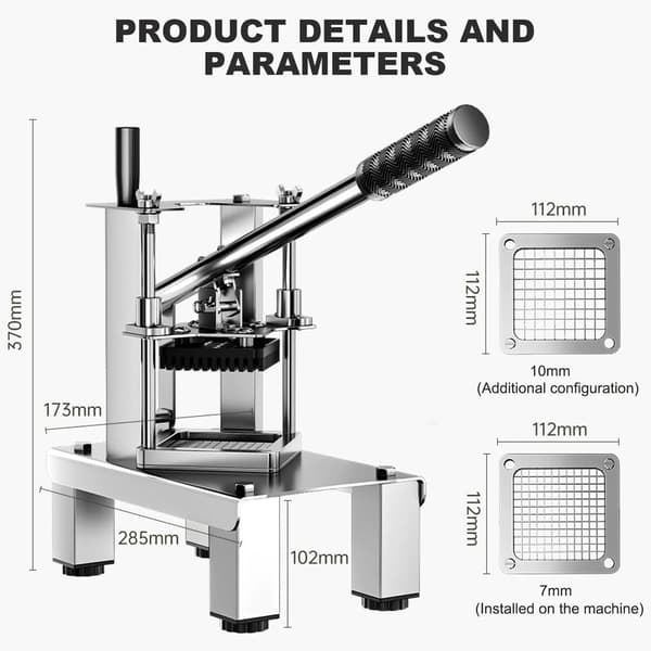 Pommesfritskærer, Rustfrit Stål, Ergonomisk Design,Sølv