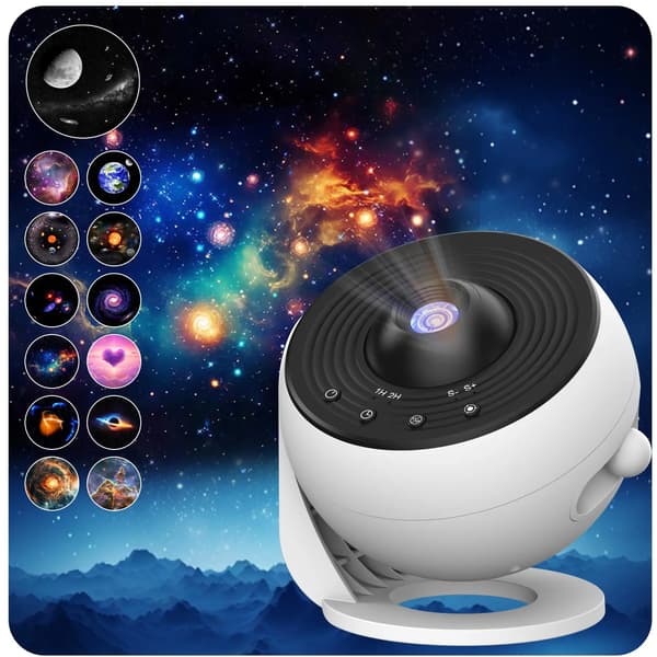 Galakseprojektor, Multifunktionelt Design, Bluetooth-forbindelse,Sort Hvid
