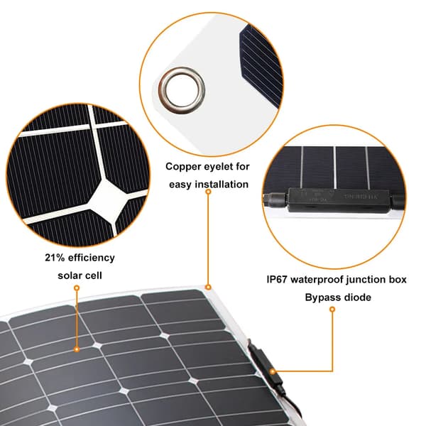 Solpanel, Fleksibelt Design, Høj Effektivitet,100w solsystem