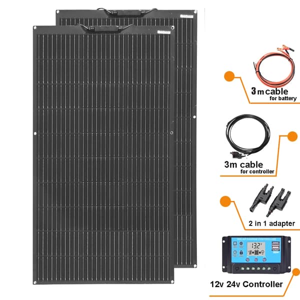 Fleksibelt Solpanel, 200W Effekt, Høj Effektivitet,12V24V200W solarkit