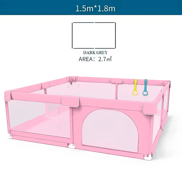 Børneseng, Åndbart Mesh, Anti-Fald Design,Pink