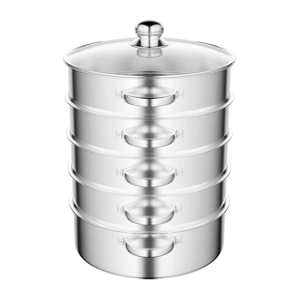 Ångkokare, 5-lagersdesign, stor kapacitet,Silver