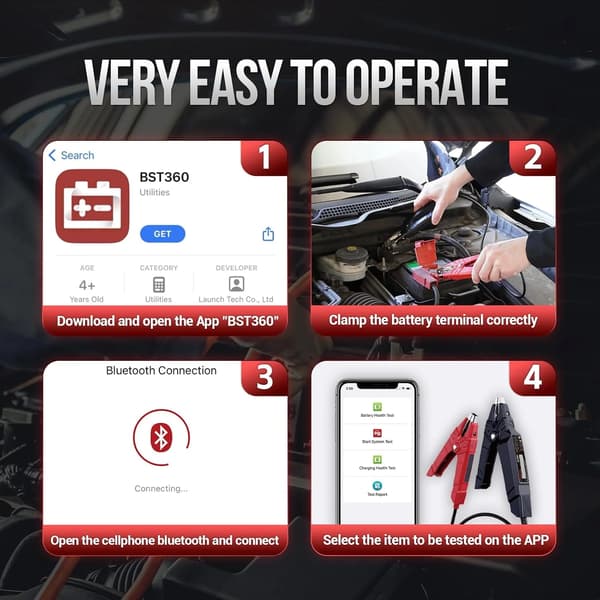 Batteritest, Bluetooth-forbindelse, Hurtig diagnostik,BST360