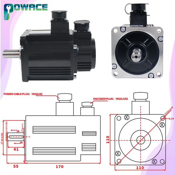 AC Servomotor, 1,8 kW, 3000 RPM, 220 V, 18 A, 17-bit Magnetisk Encoder