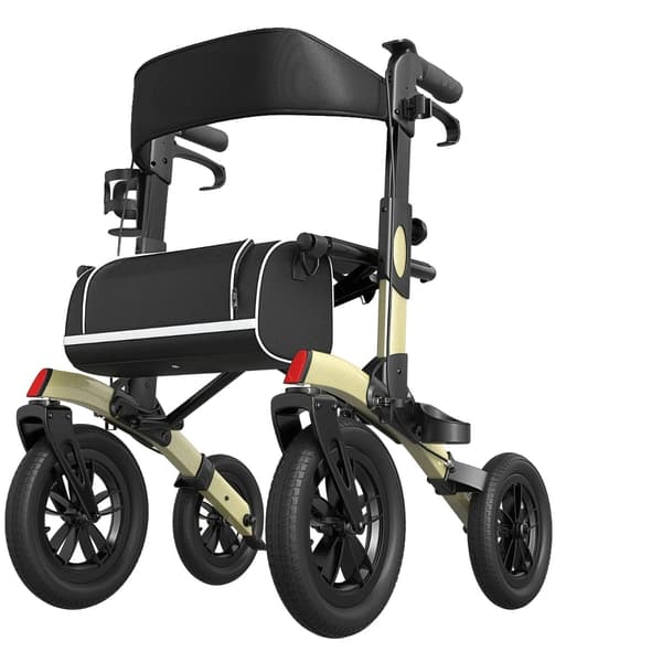Fällbar Rollator, Lättviktig, Justerbart Handtag,Champagne