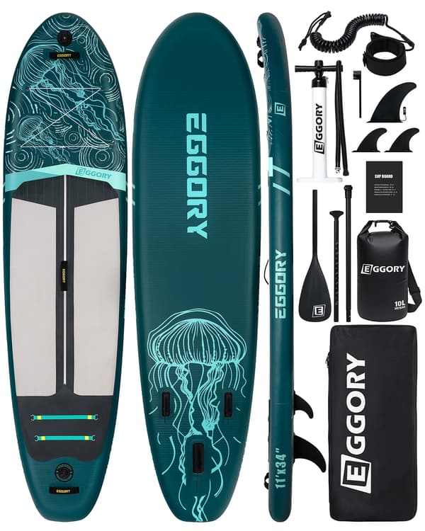 Oppustelig Stand Up Paddle Board, Tri-Fin Konfiguration, Holdbart PVC Materiale,Dyb Blå Manet