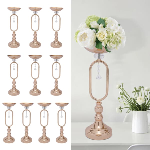 Hög Vas, Elegant Metalldesign, Perfekt för Mittpunkter,Guld